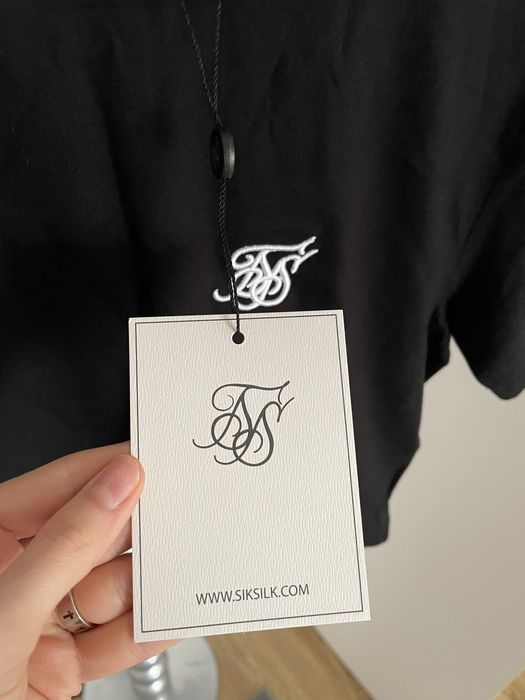 SIKSILK czarna bluzka na krótki rękaw 100% bawełna M