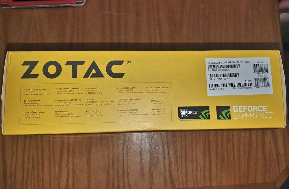 Placa gráfica ZOTAC Geforce GTX1060 3GB na caixa original.
