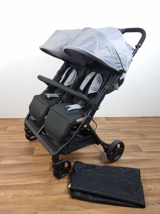 Wózek spacerowy podwójny Bambisol Twin szary bliźniaczy od urodzenia