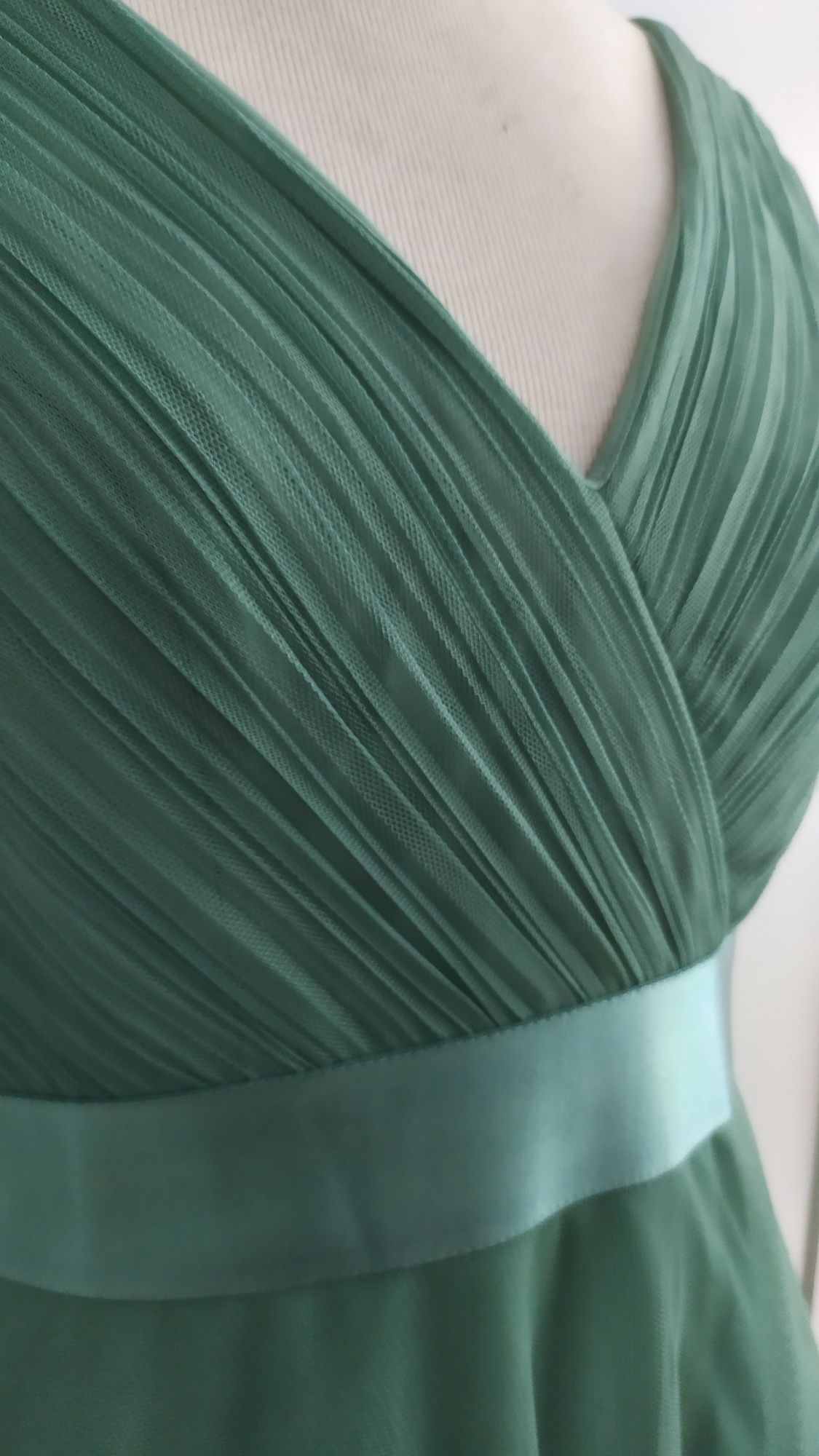 Sukienka maxi długa tiulowa zielona wesele