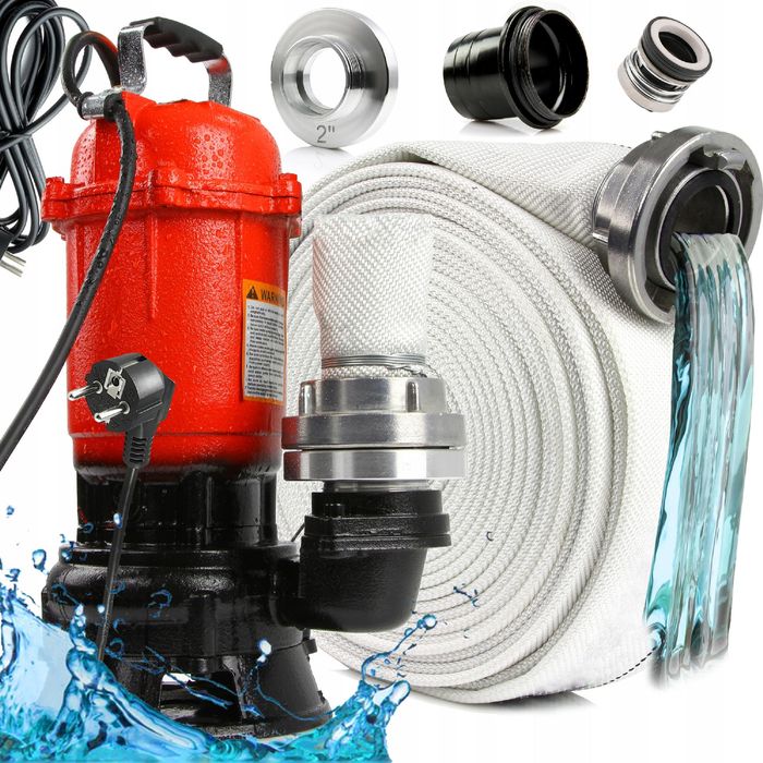 Pompa Do Szamba Wody Brudnej Czystej Szlamowa Wąż 30M Rozdrabniacz