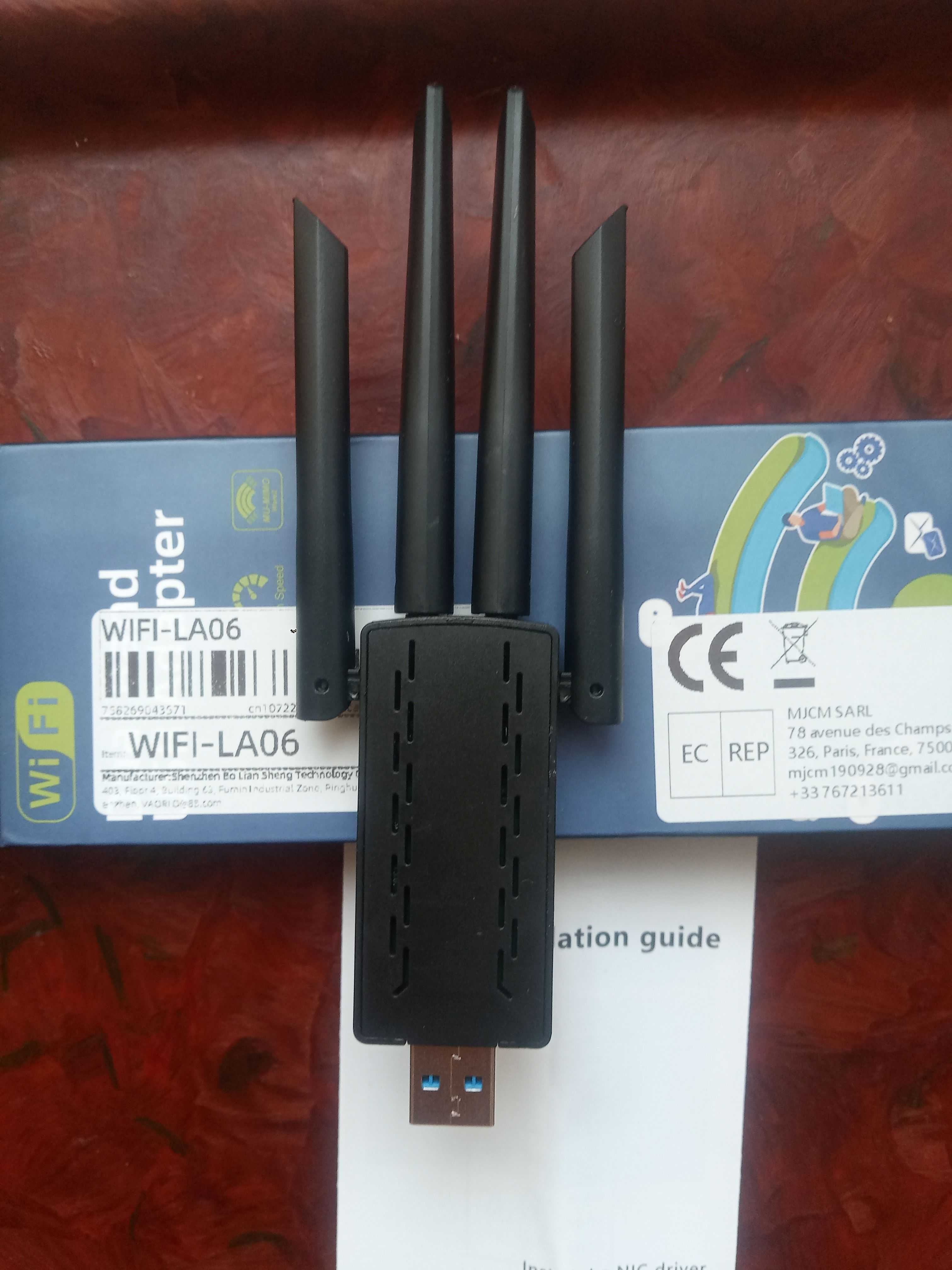 WiFi USB 3.0-адаптер 1200 Мбит/с 2.4G+5Ghz 4 антенны, 802.11AC