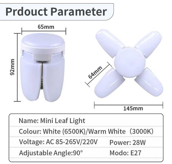 Lâmpada LED casquilho 220v 28w teto tipo ventoinha dobrável NOVO