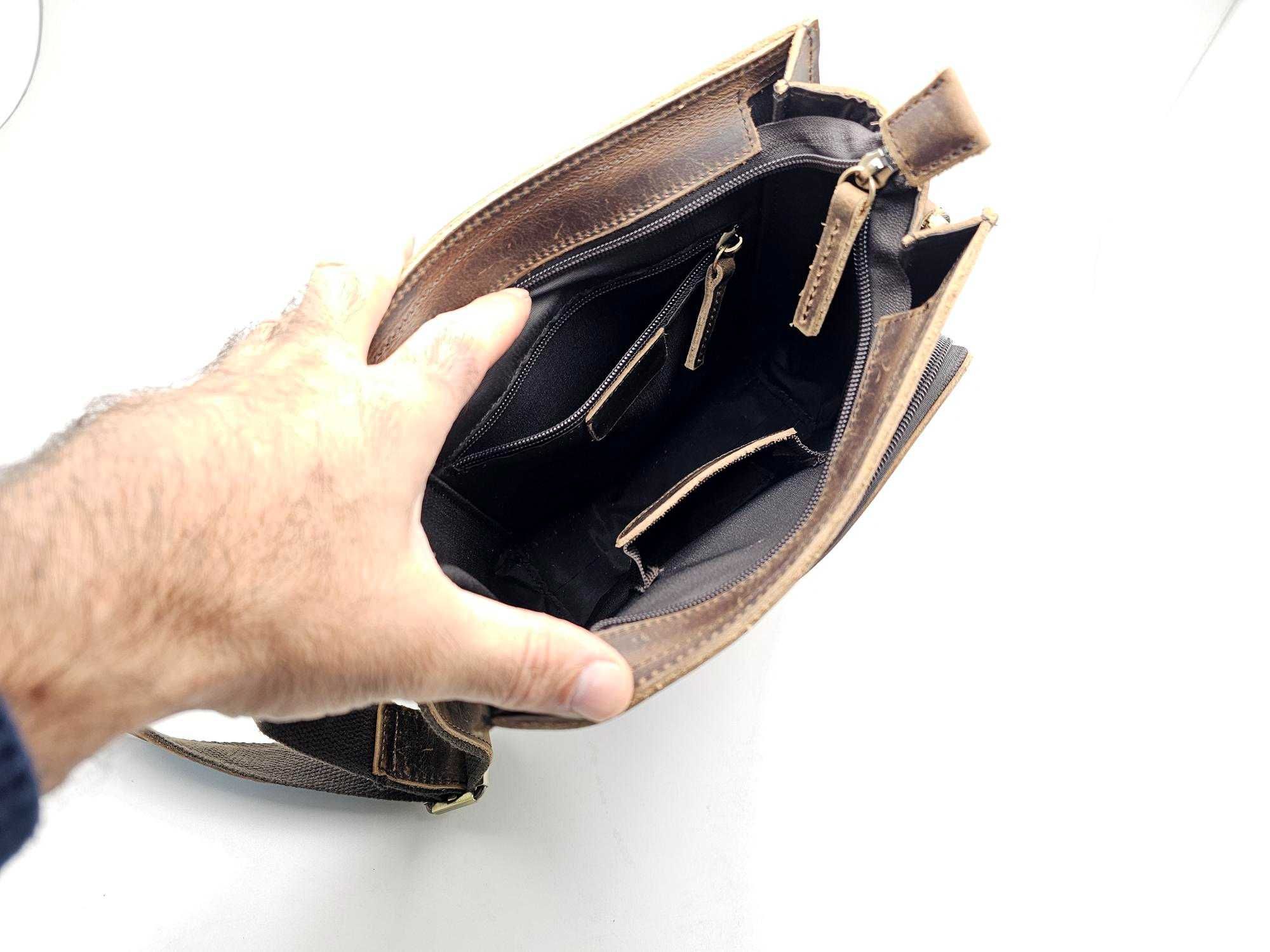 Bolsa em pele genuína para homem