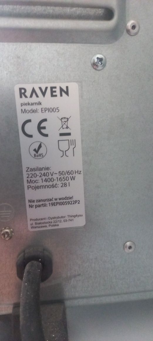 Mini piekarnik Raven EPI005 Rożen 28l