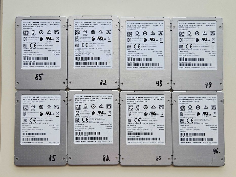 SSD 512Gb SATA 2.5 Toshiba SG6 KSG60ZSE512G 0TTGHY 79 - 96% здоров'я