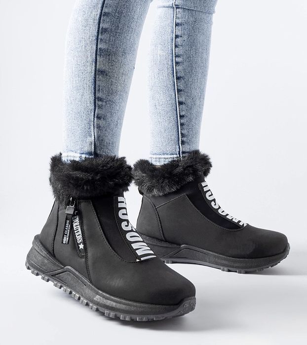 Czarne ocieplane wysokie sneakersy Oneglia