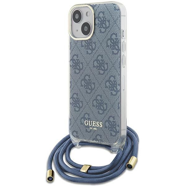 Etui Guess Crossbody Cord 4G Print do iPhone 15/14/13, Niebieskie