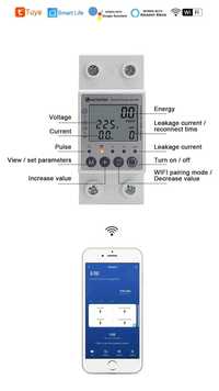 Tuya WiFi розумний лічильник енергії на DIN рейку· Однофазний 220В 63A