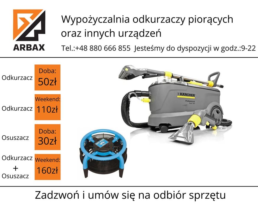 Wynajem odkurzacza piorącego Karcher Puzzi - pranie kanap -