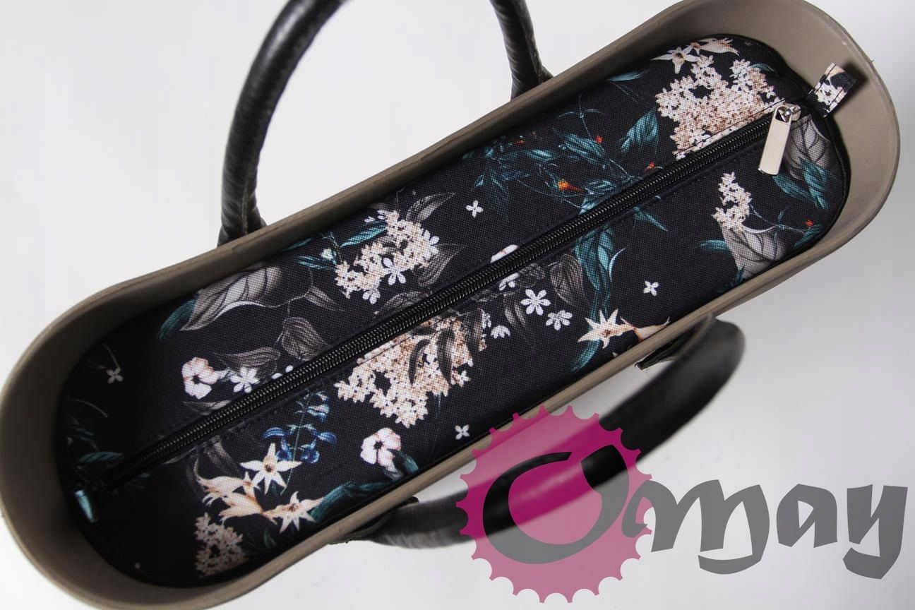 CZARNY organizer OBAG STANDARD bzy konwalie beż 2 kieszenie OMAY