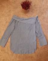 Нежнейшая, стильная удлинённая блуза с открытыми плечами в полоску nex