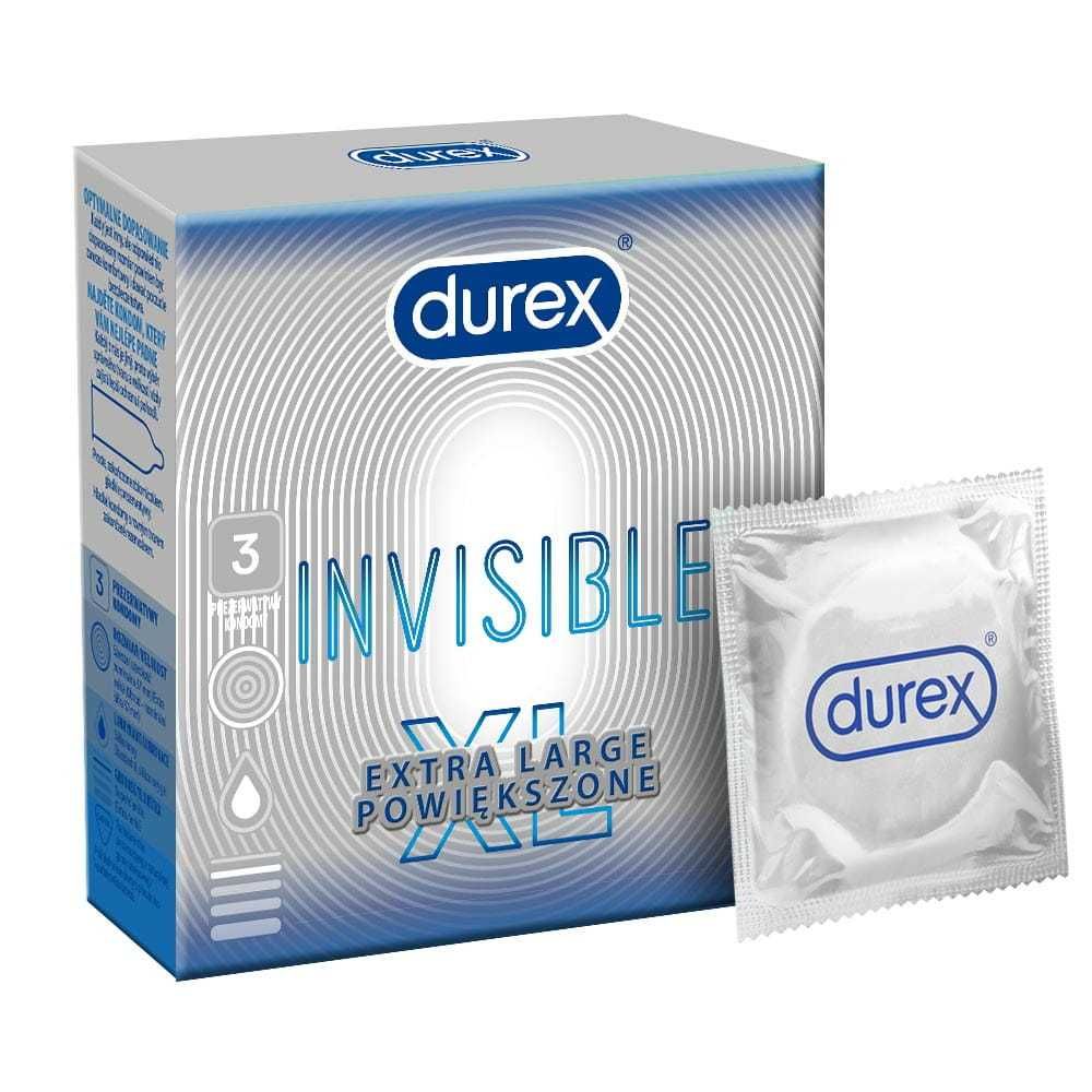 Prezerwatywy Durex Invisible XL 3 szt powiększone dopasowane nawilżane