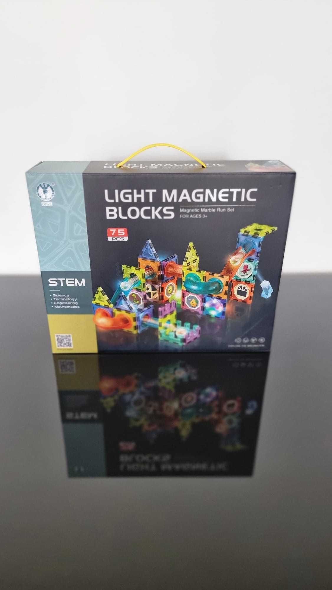 Klocki magnetyczne konstrukcyjne świecący tor 75 el 3D Magnetic Tiles