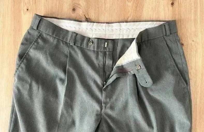 Szare popielate spodnie proste materiałowe męskie wełna vintage L 40
