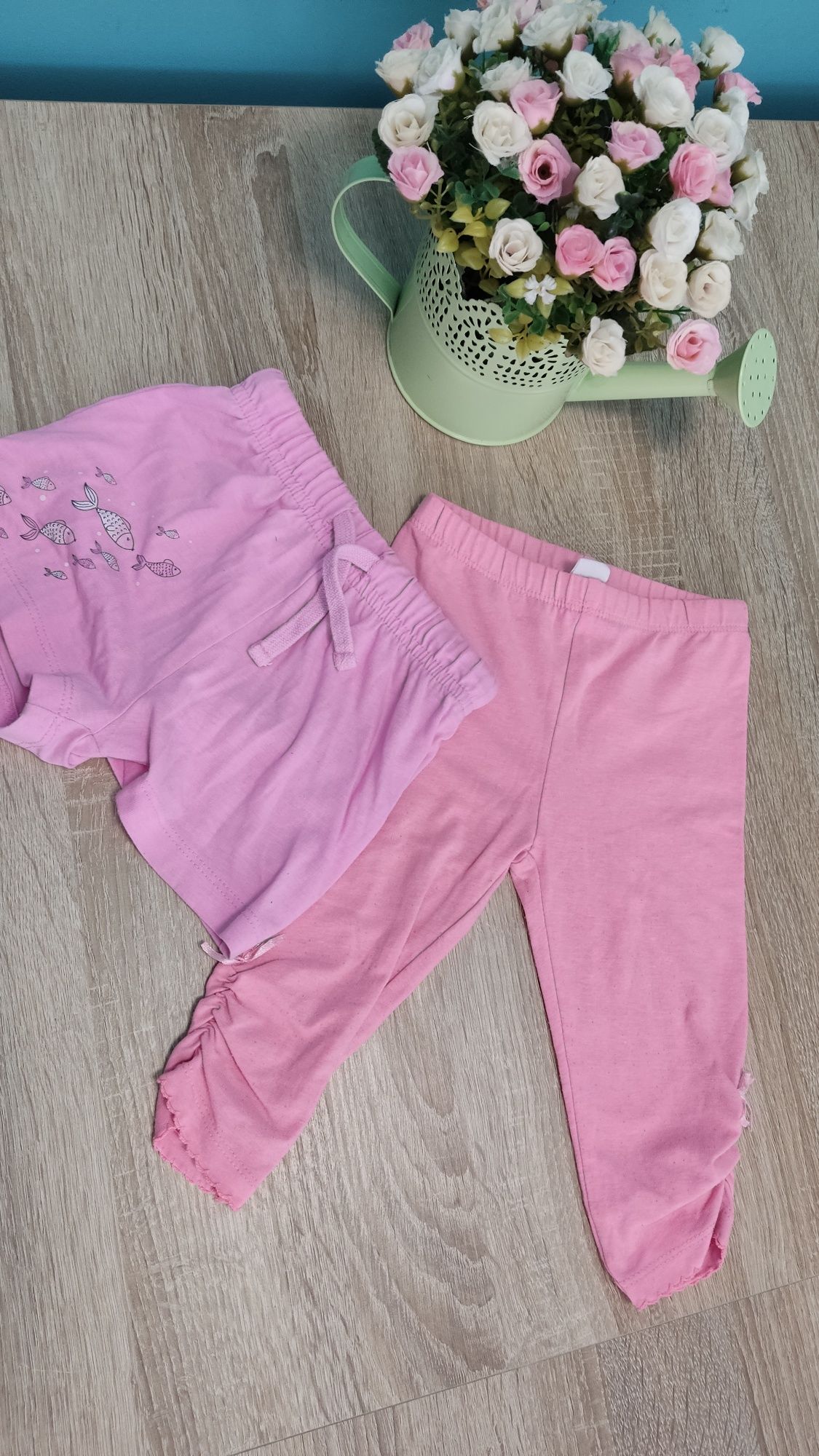Spodenki i legginsy 3/4 dla dziewczynki różowe 86