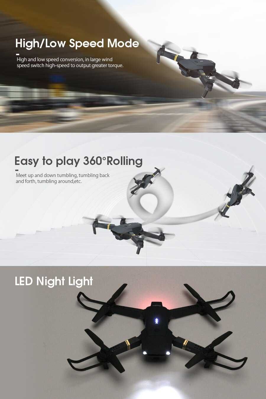 Drone com camara 1080p HD WIFI Quadcopter BATERIAS EXTRA NOVO