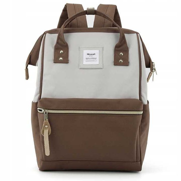 Damski plecak szkolny USB brązowo-szary Torba na laptopa