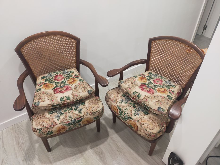 Bergeres cadeirão Luís XV palhinha