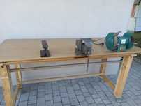 Stół warsztatowy metalowy, imadło 125, szlifierka 81x197 wysokość 99cm