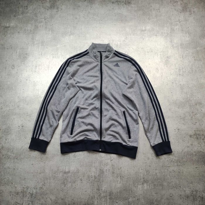 MĘSKA Bluza Bomber Sport Casual Rozpinana Adidas 3 Paski Granatowa