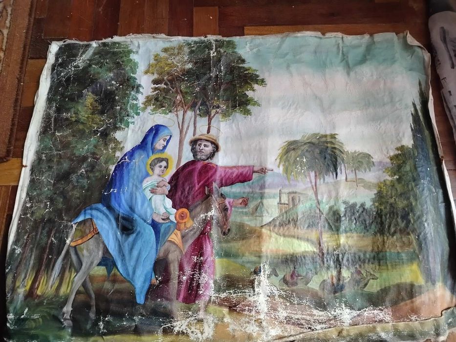 церковная картина Дева Мария с младенцем и Иисусом