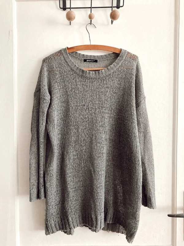 Sweter szary prześwitujący oversize boho