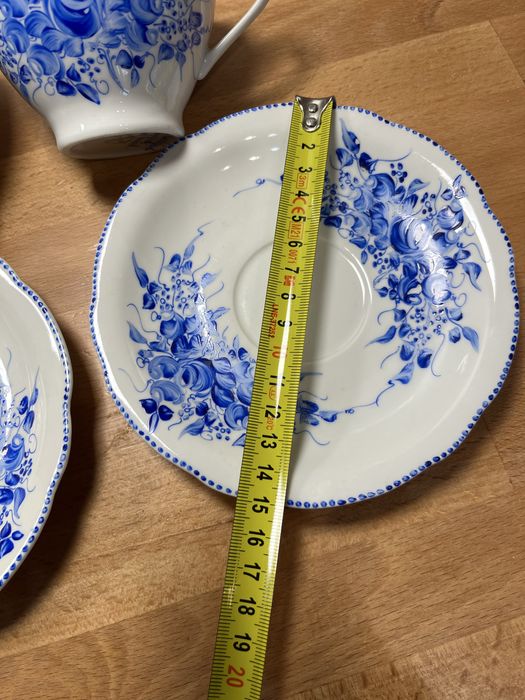 Dwie filiżanki Ćmielów recznie malowane