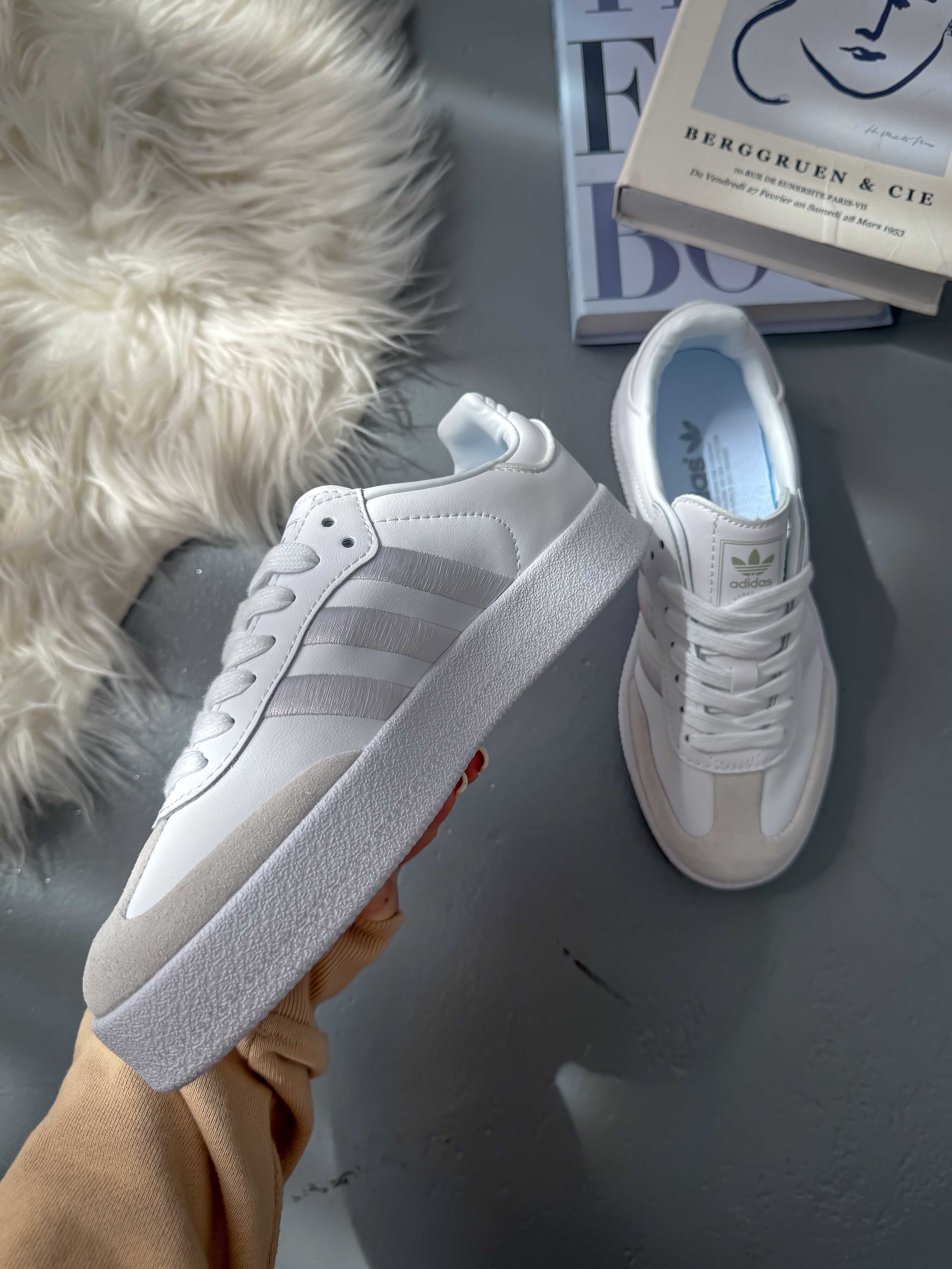 40р Кеди Adidas Samba Platform Full White кросівки адідас самба