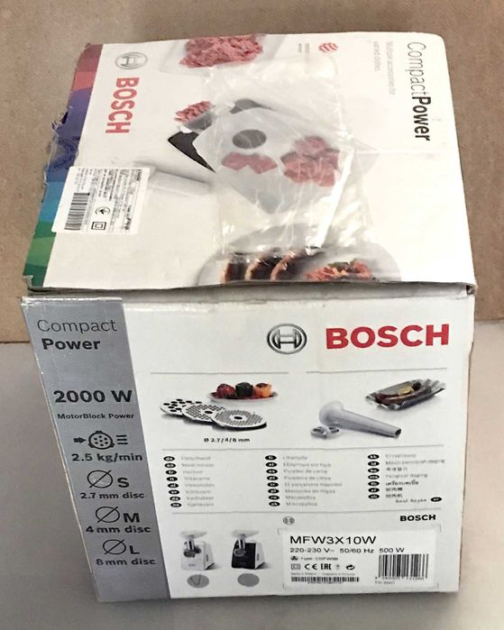 Мясорубка Bosch MFW3X10W, 2000W, Reverse, 2-x Speed, XL, Original