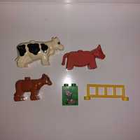 Klocki Lego Duplo krowa cielę myszy płot vintage