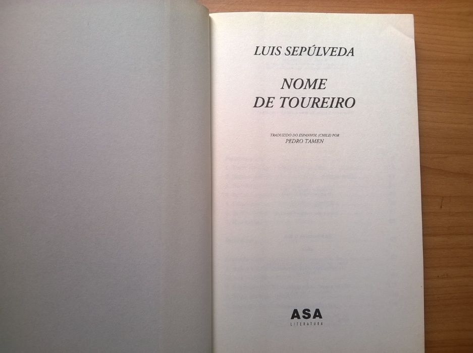 Nome de Toureiro (portes grátis) - Luís Sepúlveda