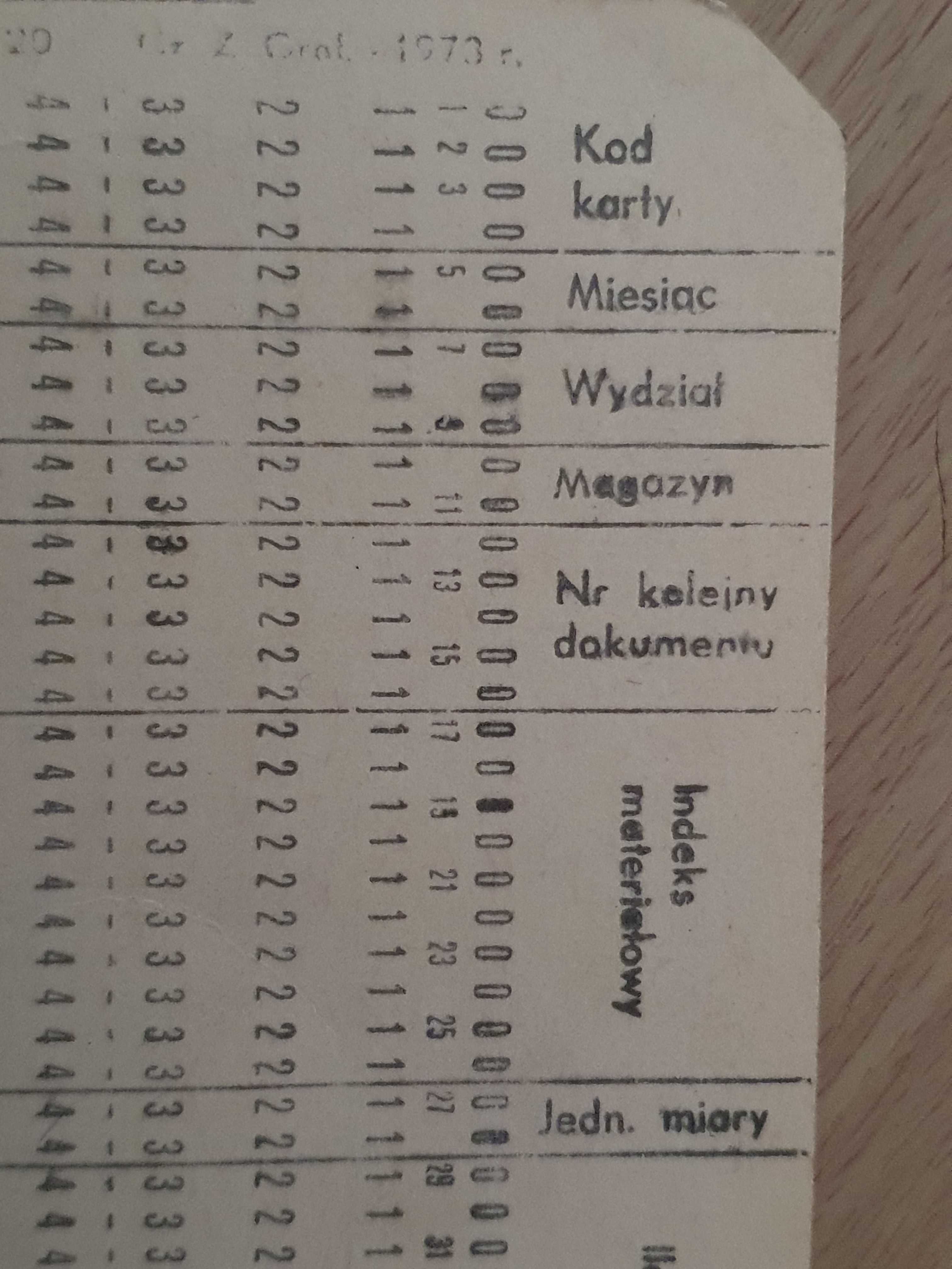 Karta materiałowa Wsk Swidnik 1977r