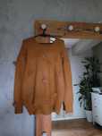 Gruby musztardowy sweter oversize pompony alpaka Zara