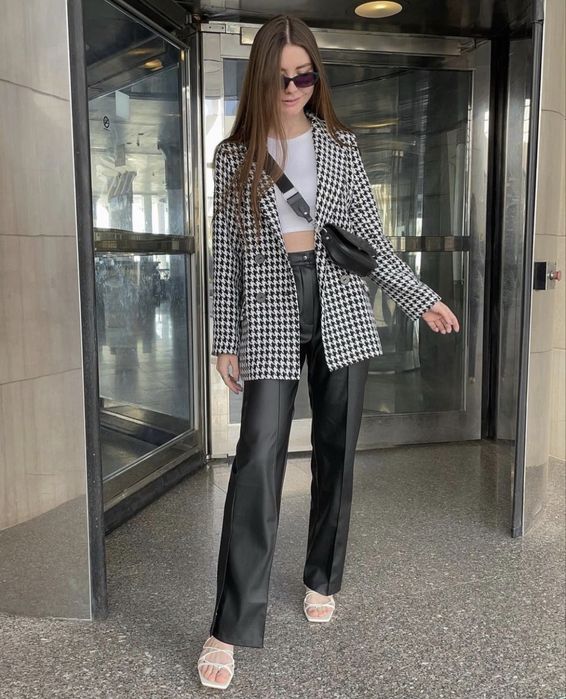 Твідовий піджак у принт гусяча лапка S/M • Останні одиниці!