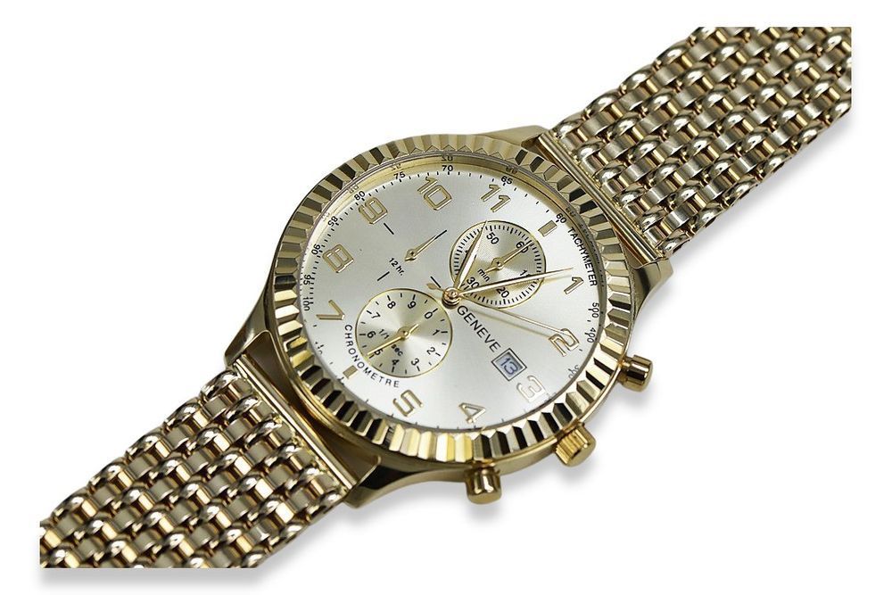 Złoty zegarek z bransoletą damski unisex 14k Geneve mw007y&mbw013y-f K