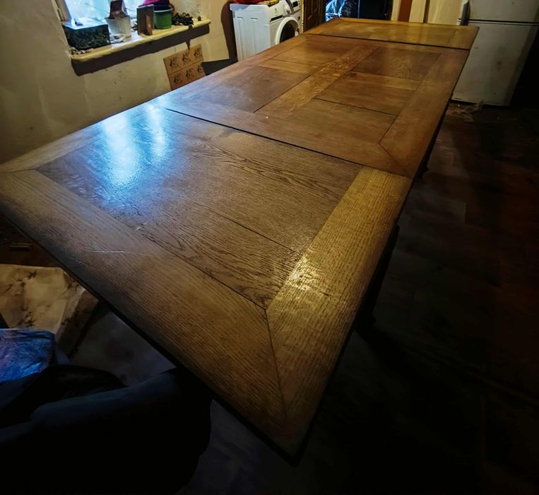 Stół drewniany dębowy antyk przedwojenny rozkładany