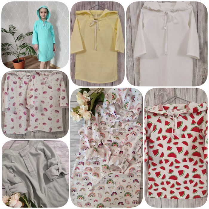 Туніка пляжна муслін 62-158 розміри