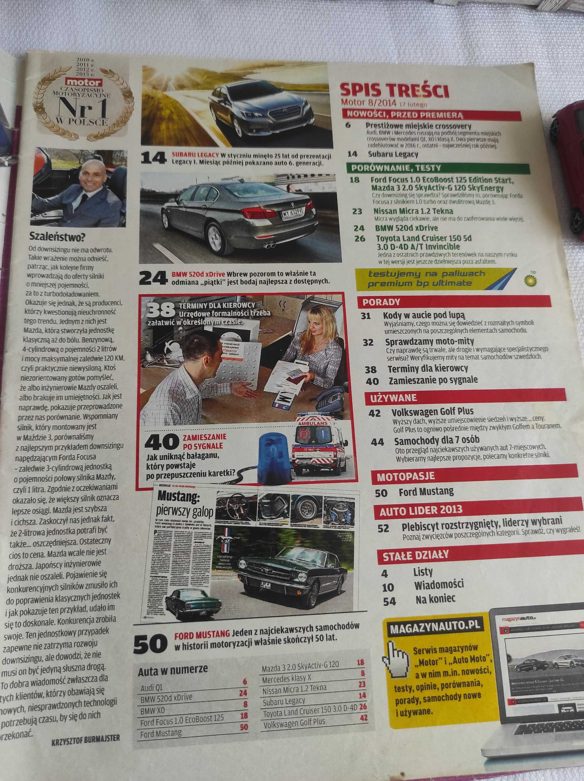 Czasopismo Motor WYSZUKAJ Auto 8/2014 Mustang Focus Land Cruiser X kla
