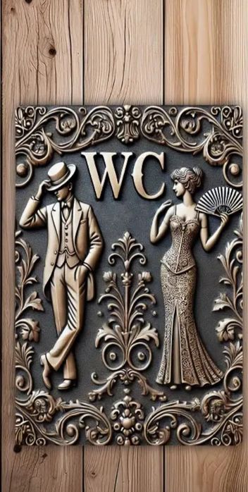 Placa em Metal Estilo Antigo - W.C.