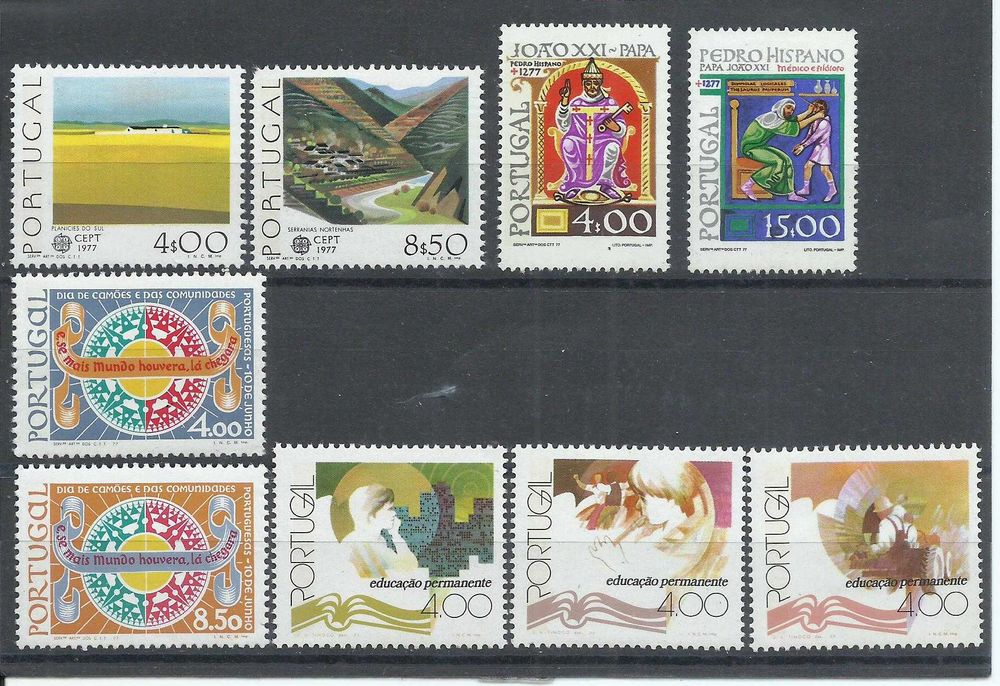 Selos portugueses – Ano 1977 completo, 40 selos - novos