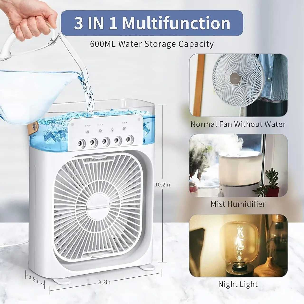 Вентилятор Air Cooler Fan USB с увлажнителем воздуха и подсветкой