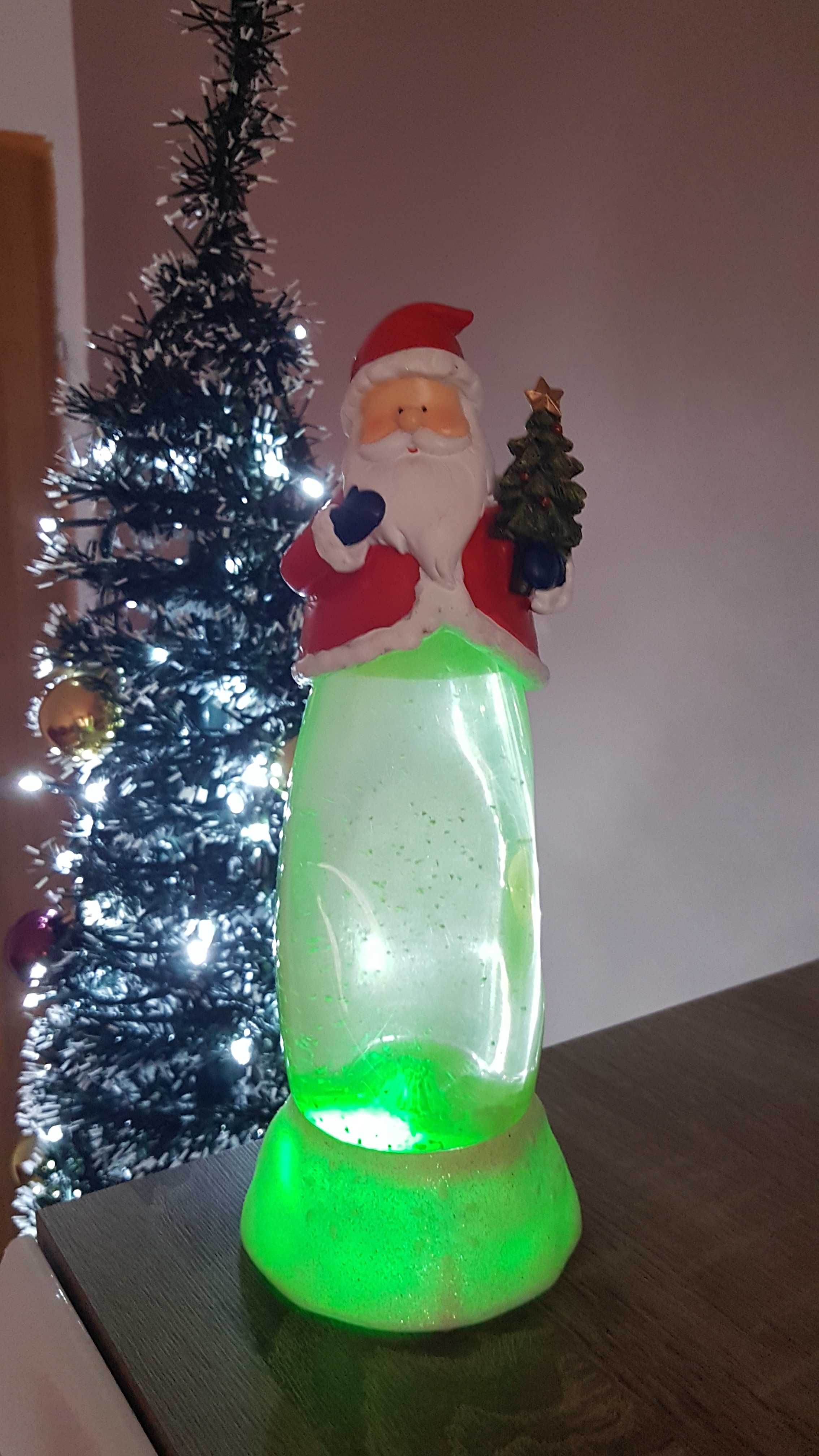 Ozdoba świąteczna:) Mikołaj efekt śniegu,  dźwięku i koloru