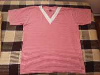 Modna Bluzka T-shirt w paski ażurowy dekolt XXL