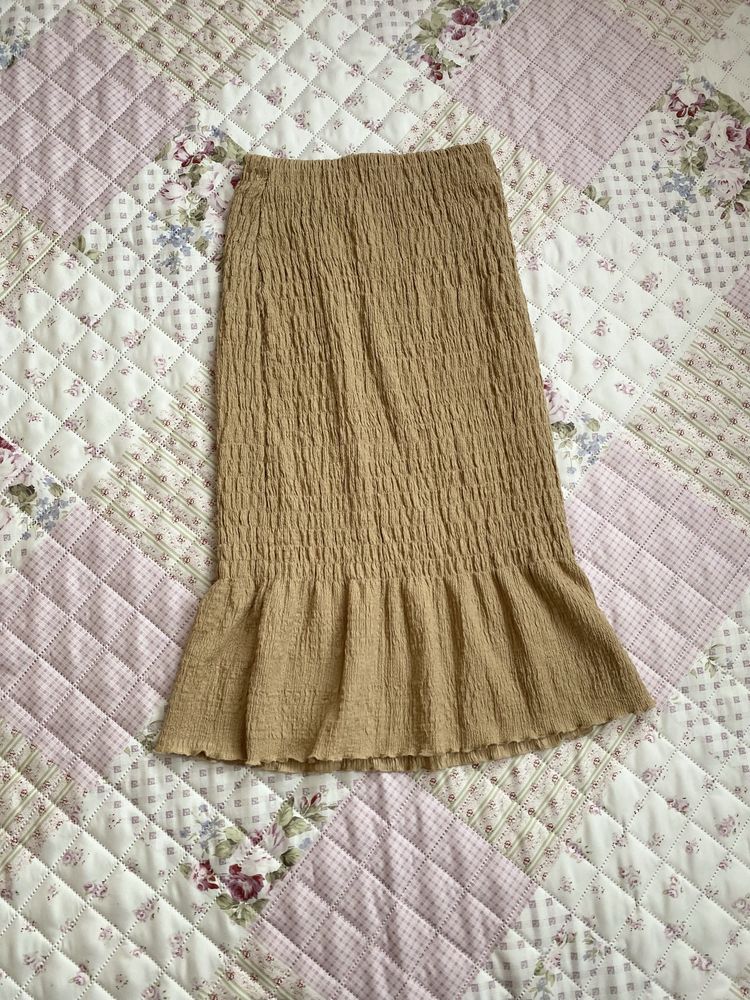 Beżowa spódnica midi XS 34 gina tricot basic