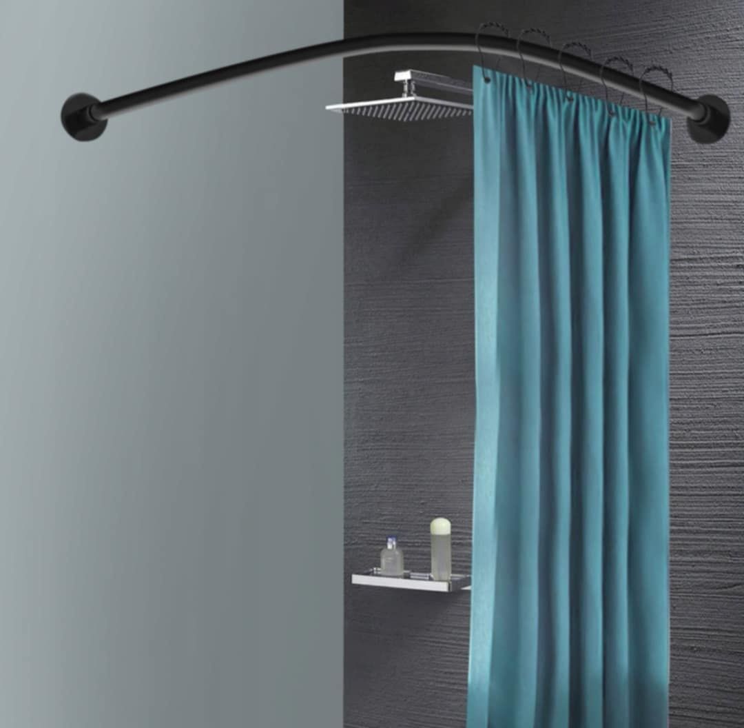 Drążek do zasłony prysznicowej w kształcie litery L, 62-94/101-136 cm,