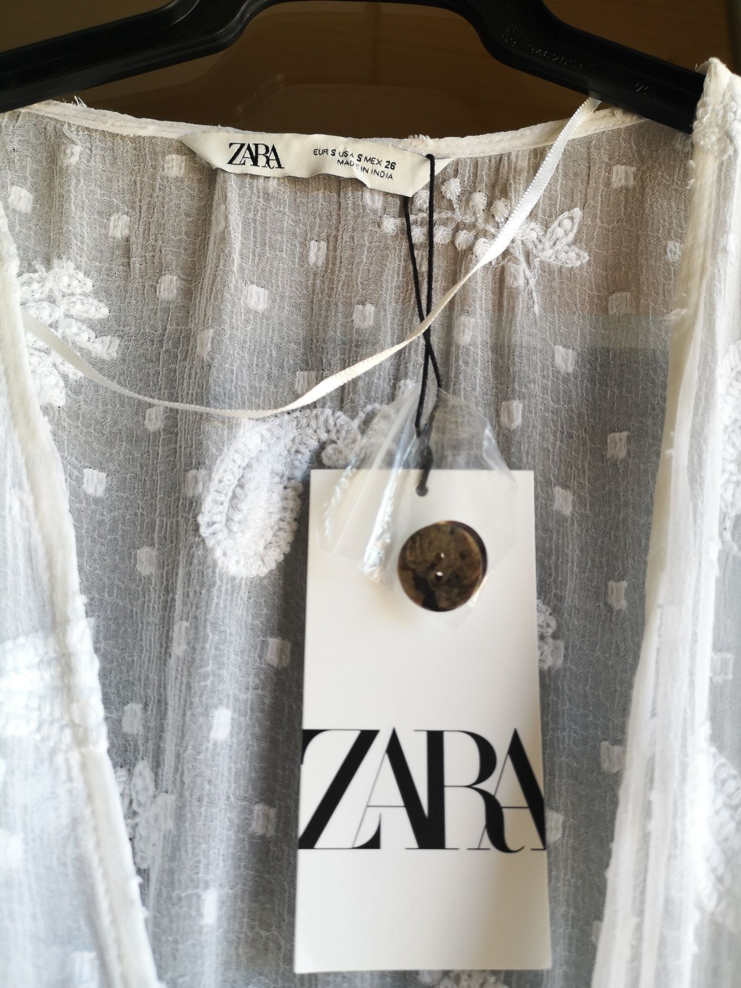 Quimono comprido branco, novo, Zara, S
