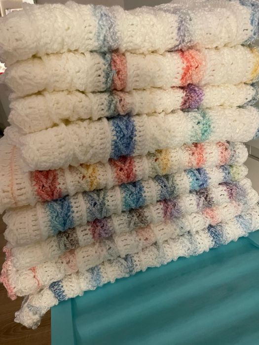 Mantas de bebé de tricô feitas à mão para meninos e meninas,batizado,