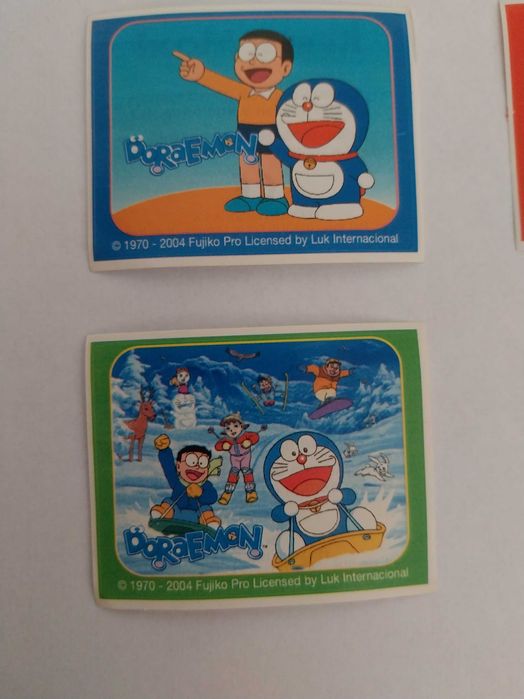 Lote, conjunto de 6 cromos autocolantes Doraemon, kinder maxi