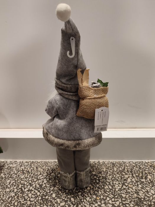 Nowa Świąteczna Figurka Mikołaj Dekoracyjny 45cm Szary, Carrefour